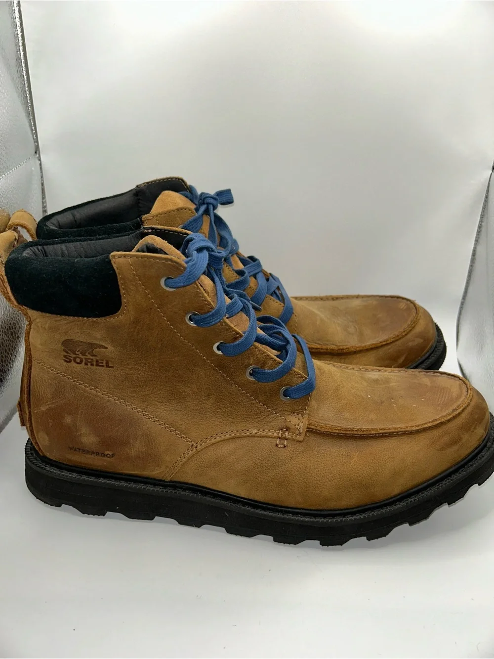 Sorel Madison Moc toe waterproof tan leather work boots size 12